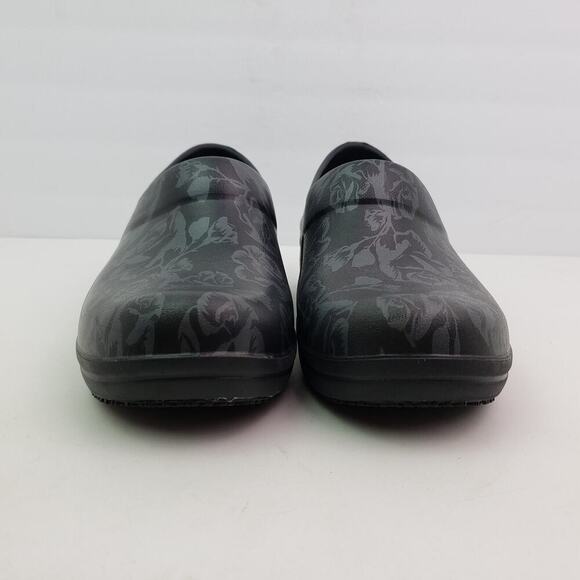 Crocs Neria Pro II Womens Sz 8 Black Floral SlipOn Slip Resistant Work Clog Shoe - Picture 6 of 11